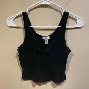 ADC Black with V-Neck Detail Cropped Tank Top